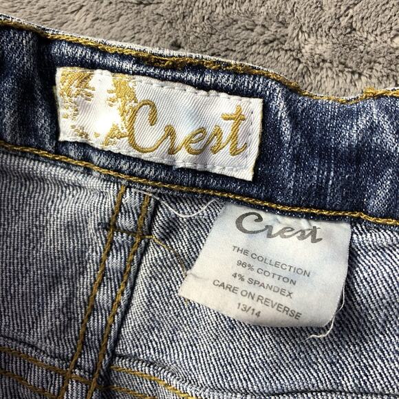 VTG Y2K Butterfly Embroidered Studded High Rise Flare Jeans Sz 14 Hippie Boho - Picture 6 of 12